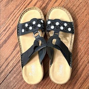 Rieker leather and beaded sandals. Almost brand new, see by the unworn soles.